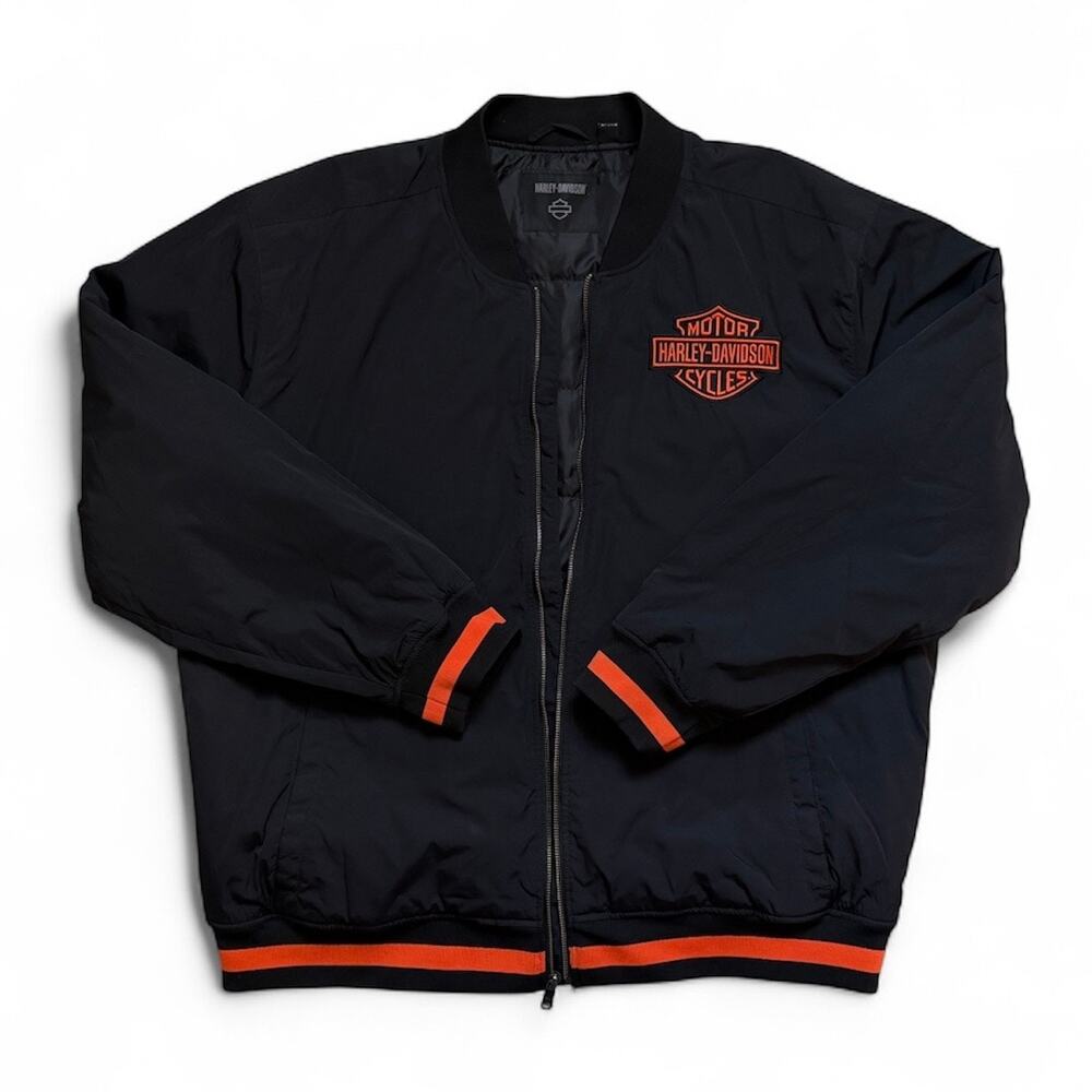 Harley-Davidson Performance Screamin Eagle Mens 2XL Black Nylon Bomber Jacket - Picture 4 of 10